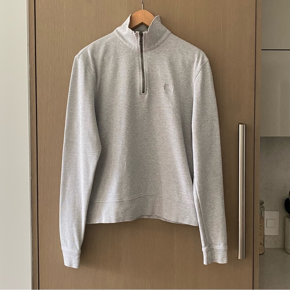 Burberry Light Gray Half-Zip Sweatshirt